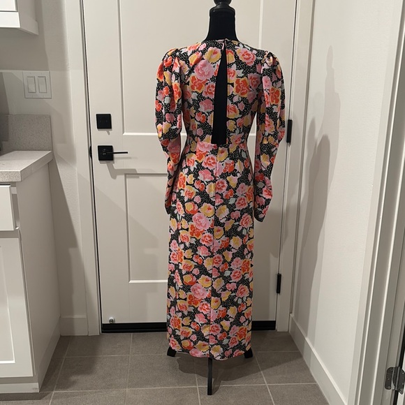 Orange and Pink Maxi Gown with Short Bishop Sleeves for Wedding Guest - Picture 3 of 4